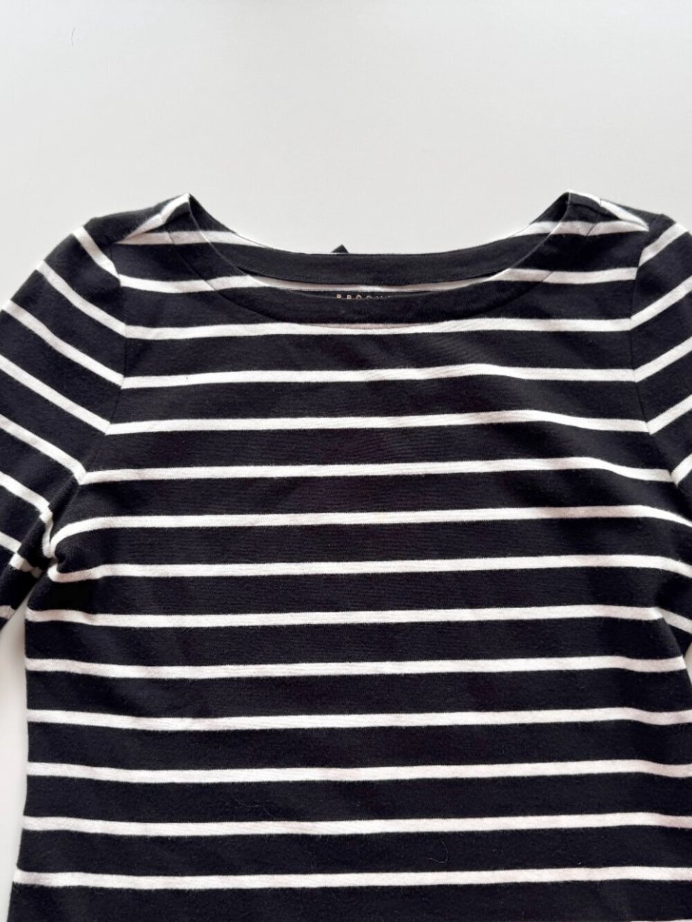 BROOME STREET KATE SPADE Black Striped Cotton Ruffle Sleeve Mariner Top, Size XS - Picture 8 of 12